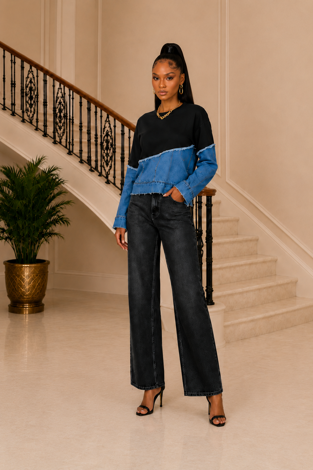 Midnight Denim Fusion Top