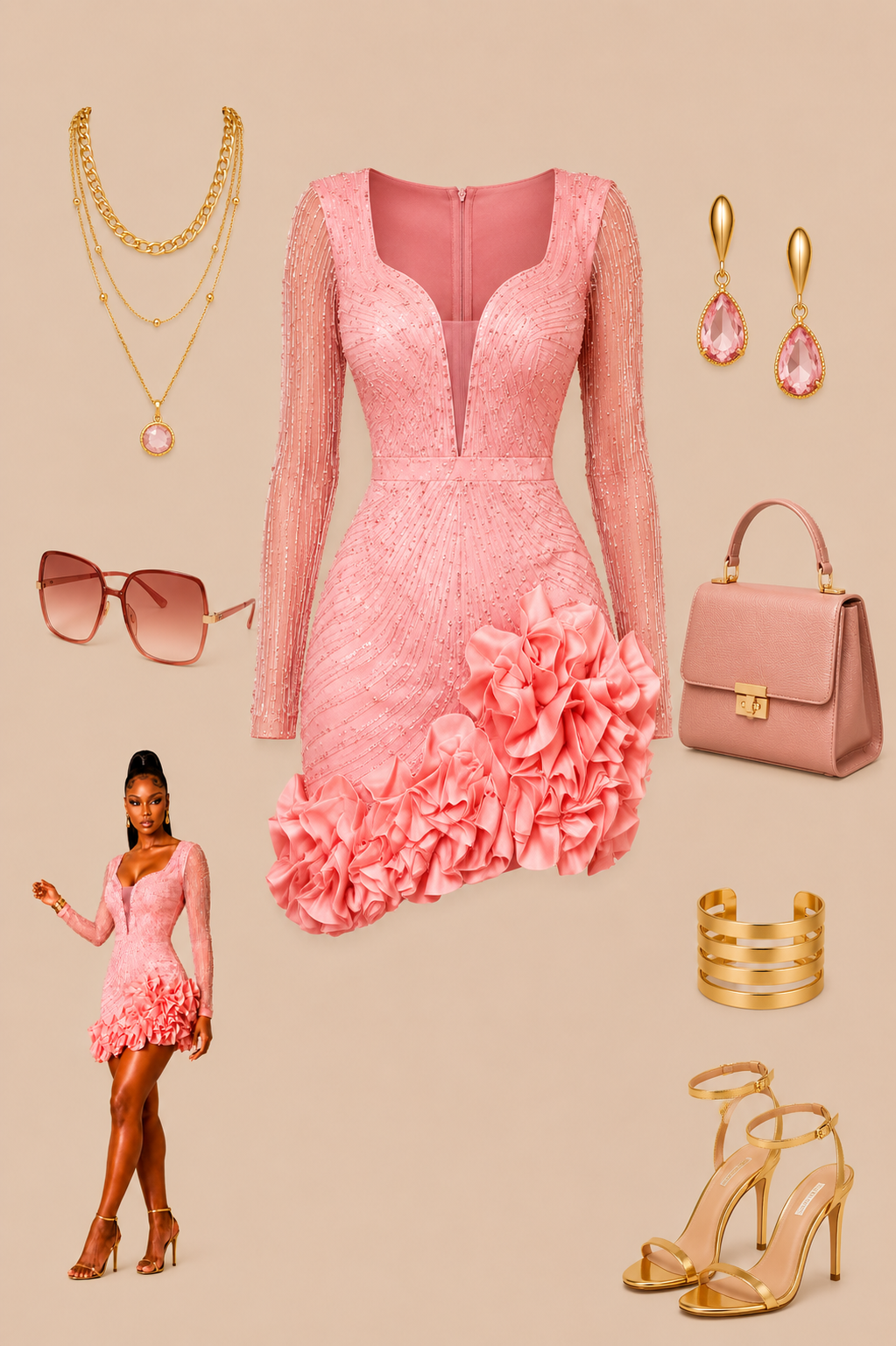 Crystal Petal Mini Dress
