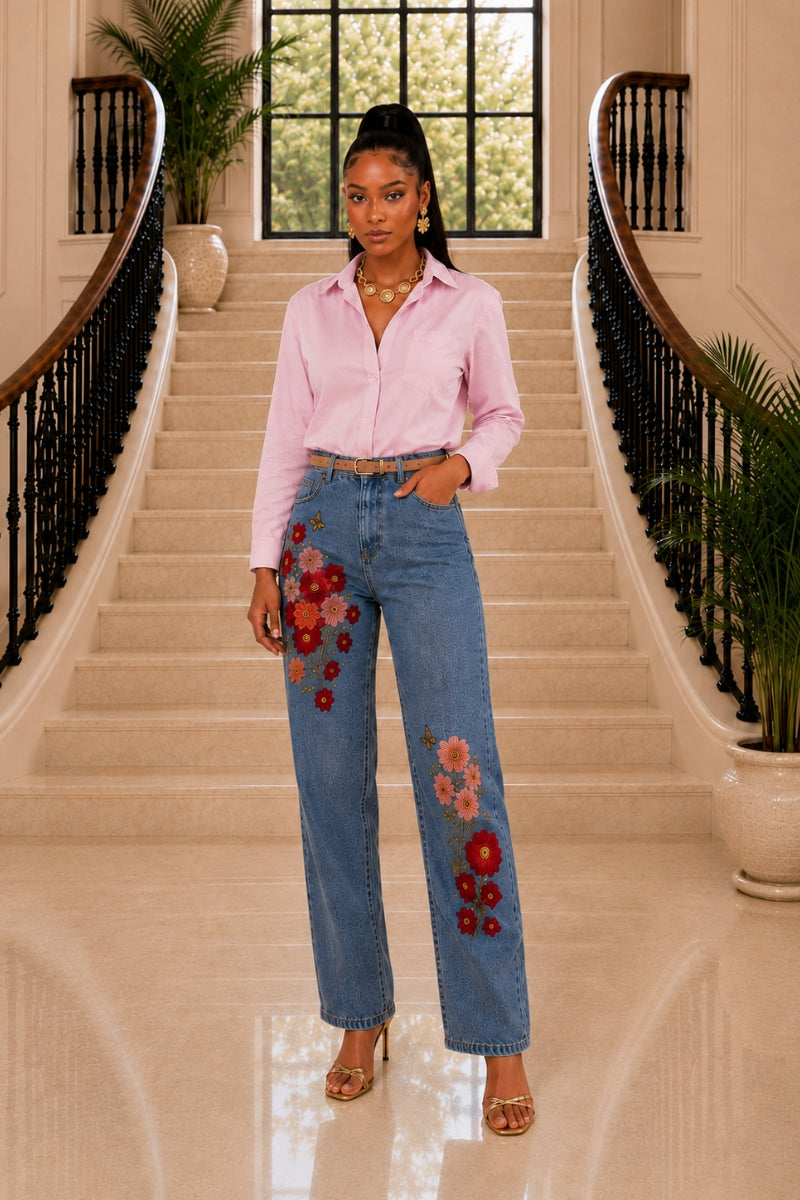 The Crimson Bloom Jeans