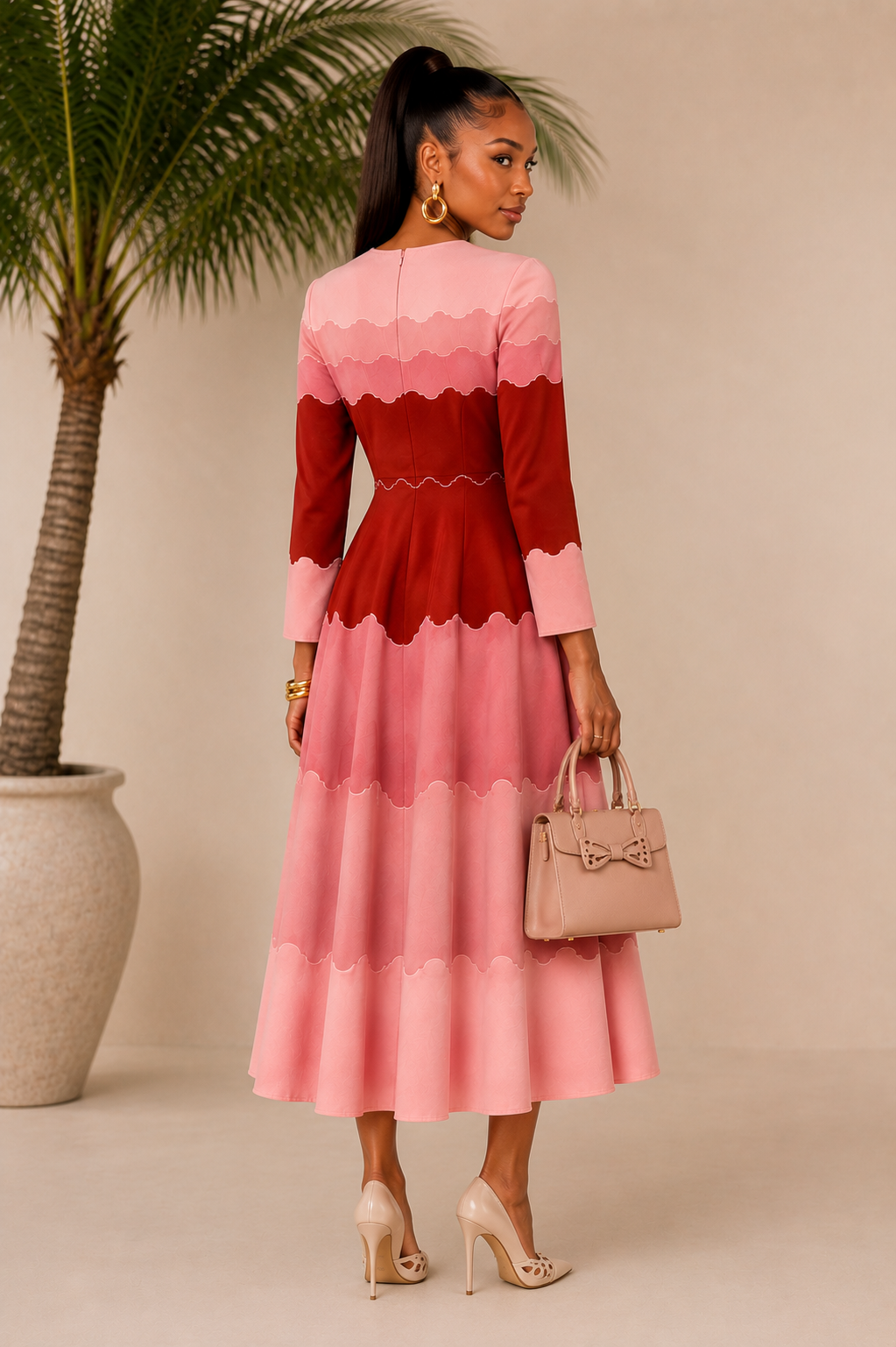 Blush Wave Midi Dress