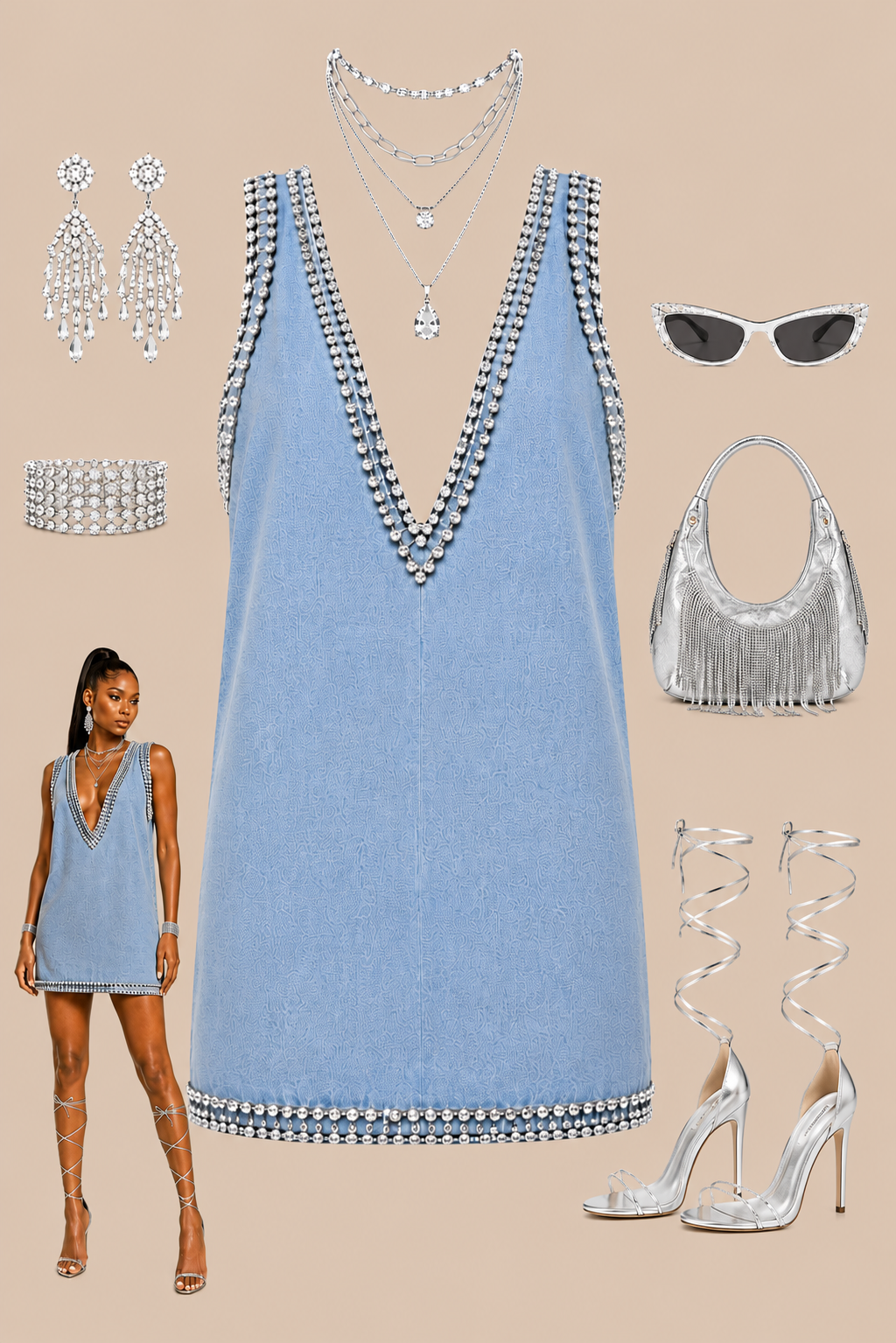 The Crystal Denim Luxe Mini