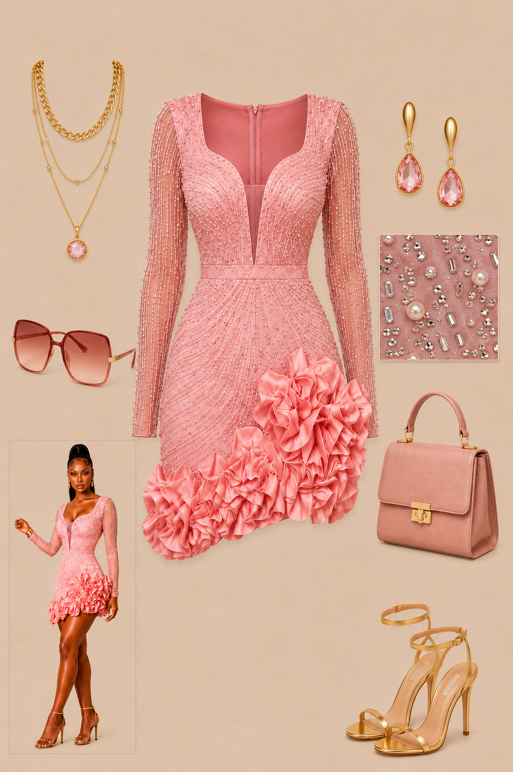 Crystal Petal Mini Dress