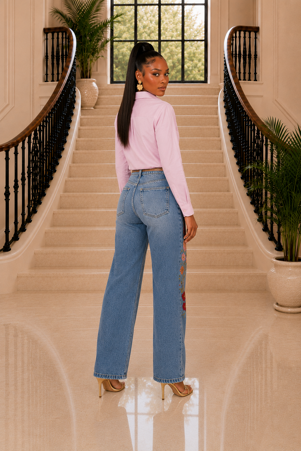 The Crimson Bloom Jeans
