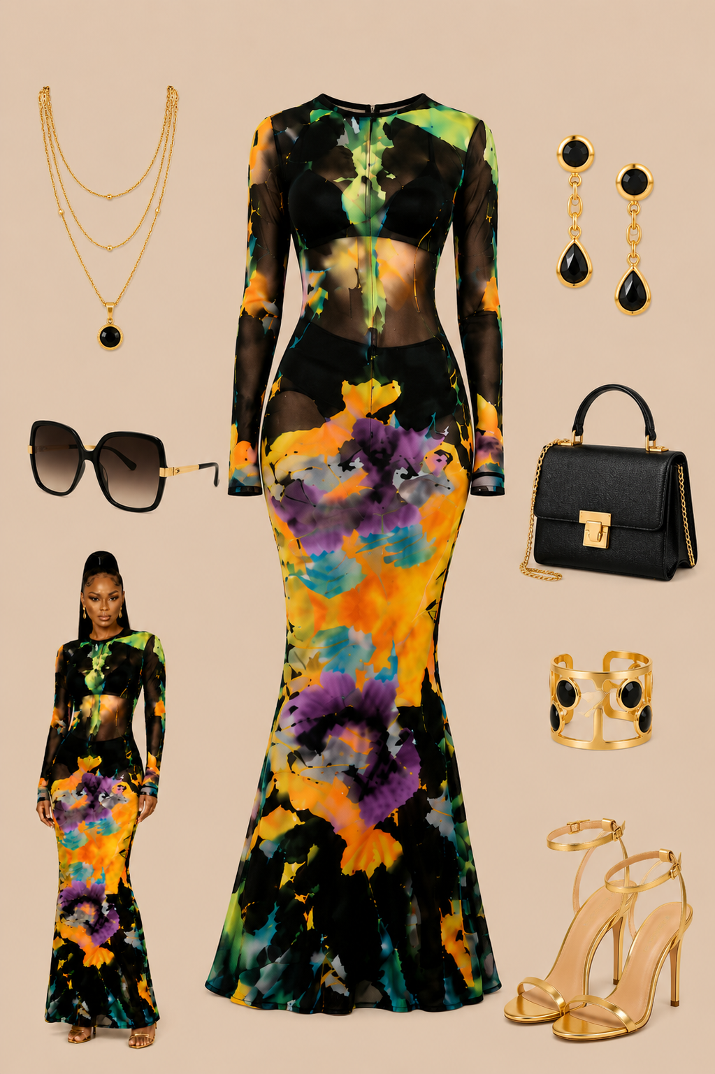 Midnight Orchid Maxi Dress