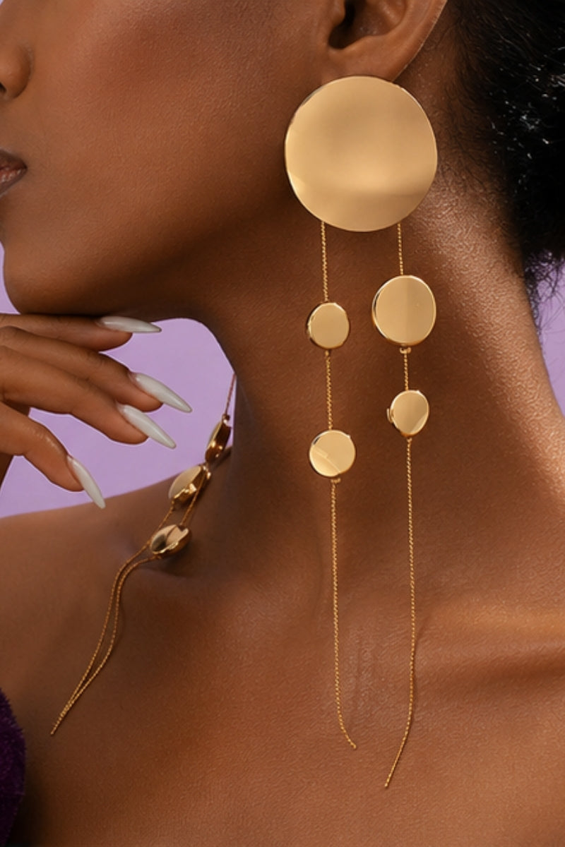 Golden Cascade Disc Earrings