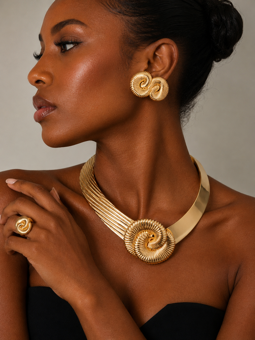 Golden Spiral Jewelry Set