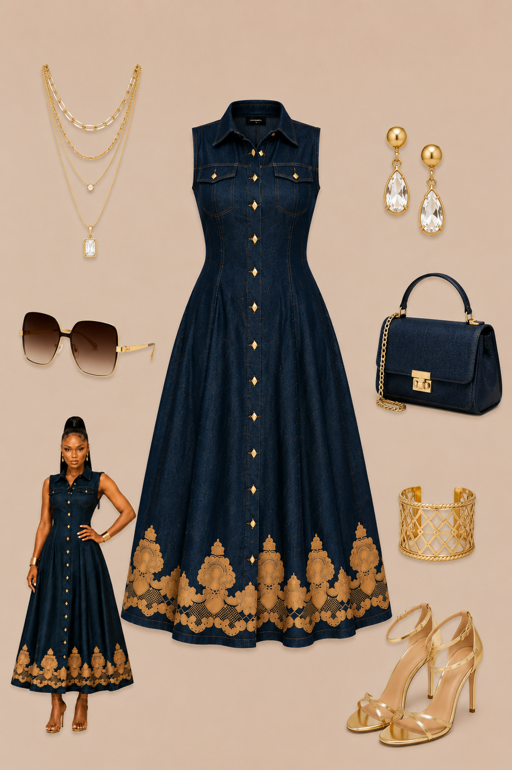 Gold Embellished Maxi