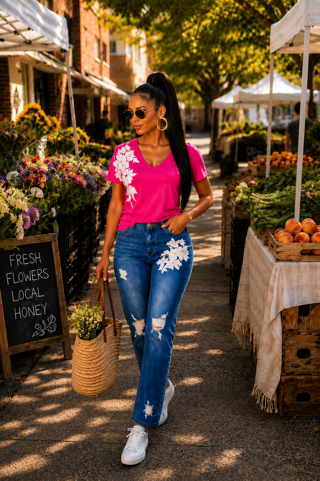 Poolside Bloom Denim Set
